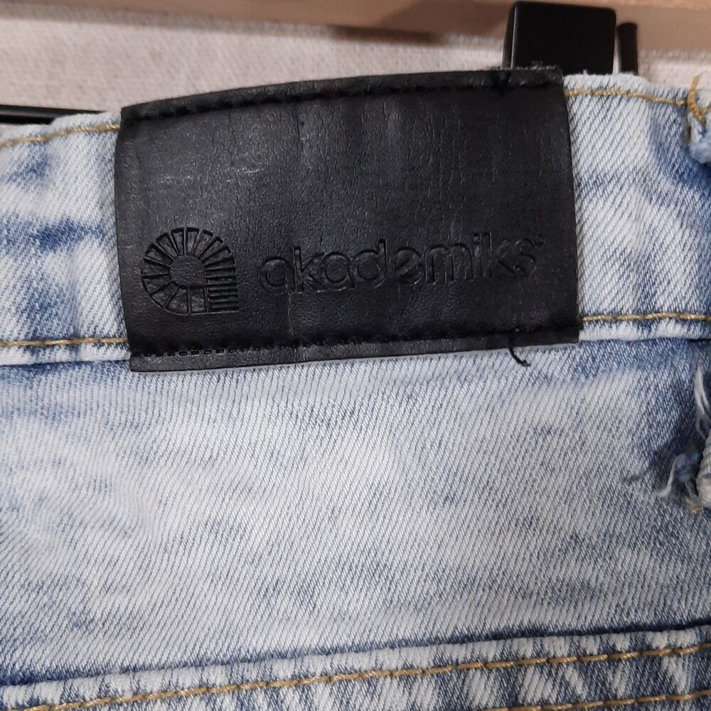 Akademiks Distressed Jeans Size 18 Straight Leg High Rise Acid Wash Stretch - Picture 7 of 15